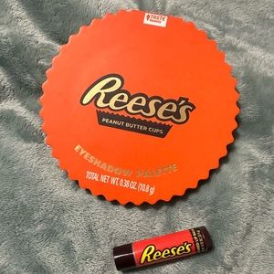 Reese’s eyeshadow palette and lip balm (mirror is cracked)